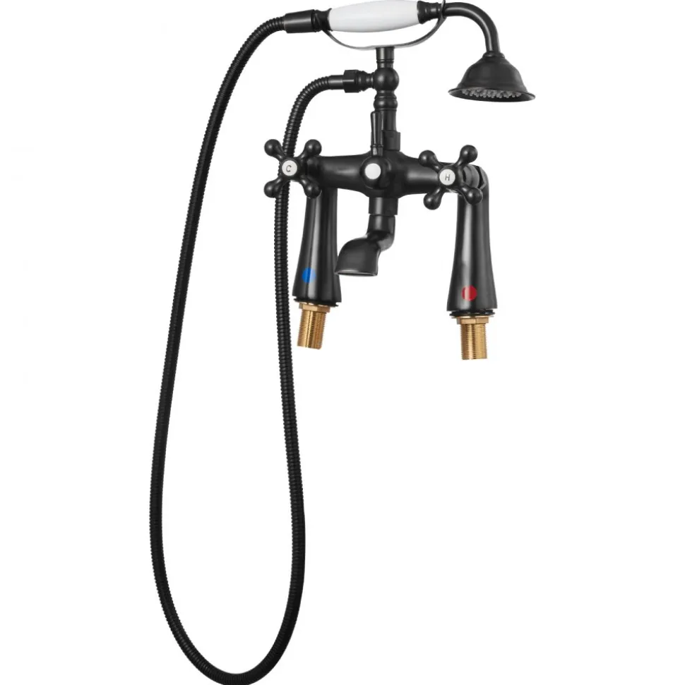 VEVOR Clawfoot Tub Faucet, Deck Mount Bathtub Faucets with Handheld Shower, Vintage Oil-Rubbed Bronze Clawfoot Tub Filler Faucet Shower Kit with 360° Rotation Spout & 59-inch Long Hose for Bathtubs