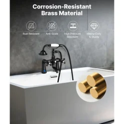 VEVOR Clawfoot Tub Faucet, Deck Mount Bathtub Faucets with Handheld Shower, Vintage Oil-Rubbed Bronze Clawfoot Tub Filler Faucet Shower Kit with 360° Rotation Spout & 59-inch Long Hose for Bathtubs