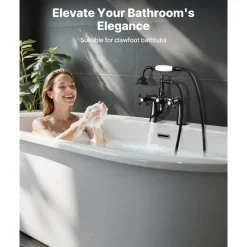 VEVOR Clawfoot Tub Faucet, Deck Mount Bathtub Faucets with Handheld Shower, Vintage Oil-Rubbed Bronze Clawfoot Tub Filler Faucet Shower Kit with 360° Rotation Spout & 59-inch Long Hose for Bathtubs