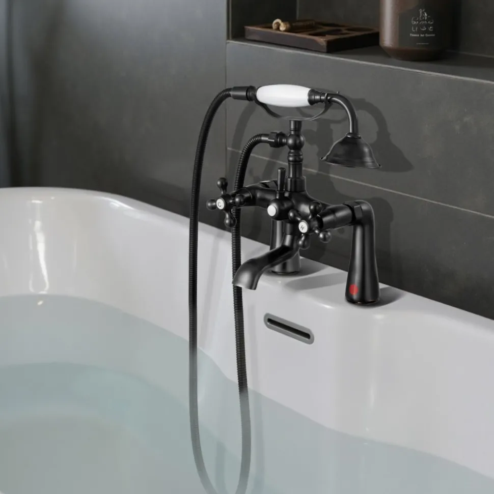 VEVOR Clawfoot Tub Faucet, Deck Mount Bathtub Faucets with Handheld Shower, Vintage Oil-Rubbed Bronze Clawfoot Tub Filler Faucet Shower Kit with 360° Rotation Spout & 59-inch Long Hose for Bathtubs