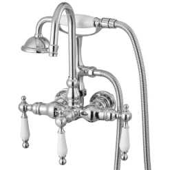 VEVOR Clawfoot Tub Faucet, Wall-Mounted Bathtub Faucets with Handheld Shower, Polished Chrome Clawfoot Tub Filler Faucet Shower Kit with 59