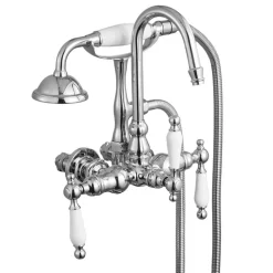VEVOR Clawfoot Tub Faucet, Wall-Mounted Bathtub Faucets with Handheld Shower, Polished Chrome Clawfoot Tub Filler Faucet Shower Kit with 59