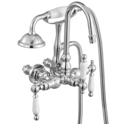 VEVOR Clawfoot Tub Faucet, Wall-Mounted Bathtub Faucets with Handheld Shower, Polished Chrome Clawfoot Tub Filler Faucet Shower Kit with 59