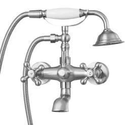 VEVOR Clawfoot Tub Faucet, Wall Mount Bathtub Faucets with Handheld Shower, Vintage Brushed Nickel Clawfoot Tub Filler Faucet Shower Kit with Adjustable Swing Arms & 360° Rotation Spout for Bathtubs