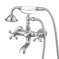 VEVOR Clawfoot Tub Faucet, Wall Mount Bathtub Faucets with Handheld Shower, Vintage Brushed Nickel Clawfoot Tub Filler Faucet Shower Kit with Adjustable Swing Arms & 360° Rotation Spout for Bathtubs