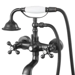 VEVOR Clawfoot Tub Faucet, Wall Mount Bathtub Faucets with Handheld Shower, Vintage Oil-Rubbed Bronze Clawfoot Tub Filler Faucet Shower Kit with Adjustable Swing Arms & 360° Rotation Spout for Bathtubs