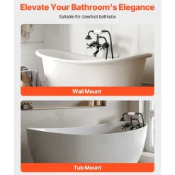 VEVOR Clawfoot Tub Faucet, Wall Mount Bathtub Faucets with Handheld Shower, Vintage Oil-Rubbed Bronze Clawfoot Tub Filler Faucet Shower Kit with Adjustable Swing Arms & 360° Rotation Spout for Bathtubs
