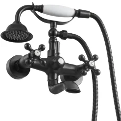 VEVOR Clawfoot Tub Faucet, Wall Mount Bathtub Faucets with Handheld Shower, Vintage Oil-Rubbed Bronze Clawfoot Tub Filler Faucet Shower Kit with Adjustable Swing Arms & 360° Rotation Spout for Bathtubs