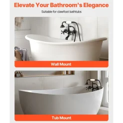 VEVOR Clawfoot Tub Faucet, Wall Mount Bathtub Faucets with Handheld Shower, Vintage Matte Black Clawfoot Tub Filler Faucet Shower Kit with Adjustable Swing Arms & 360° Rotation Spout for Bathtubs
