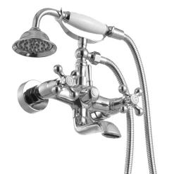 VEVOR Clawfoot Tub Faucet, Wall Mount Bathtub Faucets with Handheld Shower, Vintage Polished Chrome Clawfoot Tub Filler Faucet Shower Kit with Adjustable Swing Arms & 360° Rotation Spout for Bathtubs