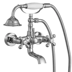 VEVOR Clawfoot Tub Faucet, Wall Mount Bathtub Faucets with Handheld Shower, Vintage Polished Chrome Clawfoot Tub Filler Faucet Shower Kit with Adjustable Swing Arms & 360° Rotation Spout for Bathtubs