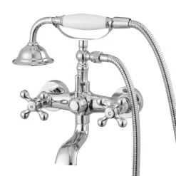 VEVOR Clawfoot Tub Faucet, Wall Mount Bathtub Faucets with Handheld Shower, Vintage Polished Chrome Clawfoot Tub Filler Faucet Shower Kit with Adjustable Swing Arms & 360° Rotation Spout for Bathtubs