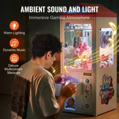 VEVOR Claw Machine, 0-3” Jaw Diameter 0-5” Jaw lifting, Crane Prize Grabber Commercial Arcade Game Toys, Cool Fun Grab-And-Win Machine w/ Light and Sound, Dispenser Vending Toy For Kids,Boys &Girls