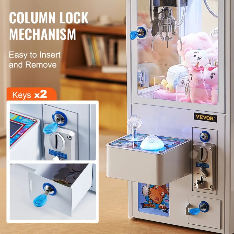 VEVOR Claw Machine, 0-3” Jaw Diameter 0-5” Jaw lifting, Crane Prize Grabber Commercial Arcade Game Toys, Cool Fun Grab-And-Win Machine w/ Light and Sound, Dispenser Vending Toy For Kids,Boys &Girls
