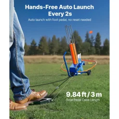 VEVOR Clay Target Thrower, 75-80 Clays Pigeon Thrower, 55+ Yards Automatic Skeet and Trap Launcher on Wheels - with Adjustable Angle, Foot Pedal & Pull Handle for Clays Throwing, Shooting Sports