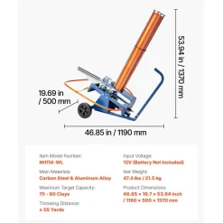 VEVOR Clay Target Thrower, 75-80 Clays Pigeon Thrower, 55+ Yards Automatic Skeet and Trap Launcher on Wheels - with Adjustable Angle, Foot Pedal & Pull Handle for Clays Throwing, Shooting Sports