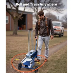 VEVOR Clay Target Thrower, Max 50 Clays Pigeon Thrower, 55+ Yards Automatic Skeet and Trap Launcher on Wheels - with Adjustable Angle, Foot Pedal & Pull Handle for Clays Throwing Shooting Sports