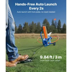 VEVOR Clay Target Thrower, Max 50 Clays Pigeon Thrower, 55+ Yards Automatic Skeet and Trap Launcher on Wheels - with Adjustable Angle, Foot Pedal & Pull Handle for Clays Throwing Shooting Sports