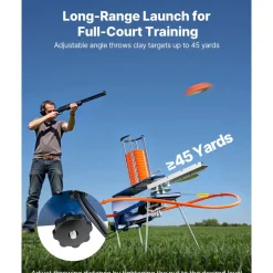VEVOR Clay Target Thrower, Max 28 Clays Pigeon Thrower, 45+ Yards Automatic Skeet and Trap Launcher with Adjustable Angle & Foot Pedal for Clays Throwing Shooting Sports