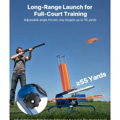VEVOR Clay Target Thrower, Max 50 Clays Pigeon Thrower, 55+ Yards Automatic Skeet and Trap Launcher with Adjustable Angle & Foot Pedal for Clays Throwing Shooting Sports