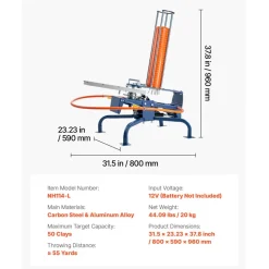 VEVOR Clay Target Thrower, Max 50 Clays Pigeon Thrower, 55+ Yards Automatic Skeet and Trap Launcher with Adjustable Angle & Foot Pedal for Clays Throwing Shooting Sports