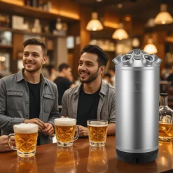 VEVOR Cleaning Keg, 5 Gallon/19L Keg Line Cleaning Kit with 4 D Coupler Connections & Rubber Base, Beer Lines Cleaner Used for Beer Line Cleaning, 304 Stainless Steel Kegerator Beers Lines Cleaner Kit