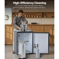 VEVOR Cleaning Keg, 5 Gallon/19L Keg Line Cleaning Kit with 4 D Coupler Connections & Rubber Base, Beer Lines Cleaner Used for Beer Line Cleaning, 304 Stainless Steel Kegerator Beers Lines Cleaner Kit