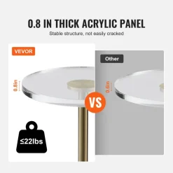VEVOR Clear Acrylic End Table, Acrylic Side Table with a Solid Base, 11.9 x 11.9 inch Round Tabletop, 21.4 inch High, for Coffee, Drink, Food, Snack used in Living Room, Bedroom, and Study
