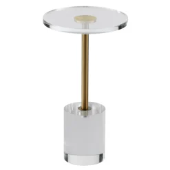 VEVOR Clear Acrylic End Table, Acrylic Side Table with a Solid Base, 11.9 x 11.9 inch Round Tabletop, 21.4 inch High, for Coffee, Drink, Food, Snack used in Living Room, Bedroom, and Study