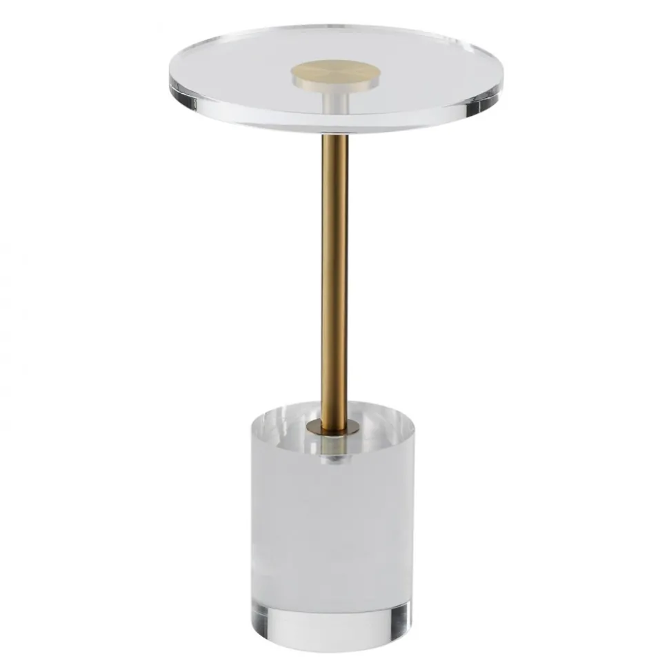 VEVOR Clear Acrylic End Table, Acrylic Side Table with a Solid Base, 11.9 x 11.9 inch Round Tabletop, 21.4 inch High, for Coffee, Drink, Food, Snack used in Living Room, Bedroom, and Study