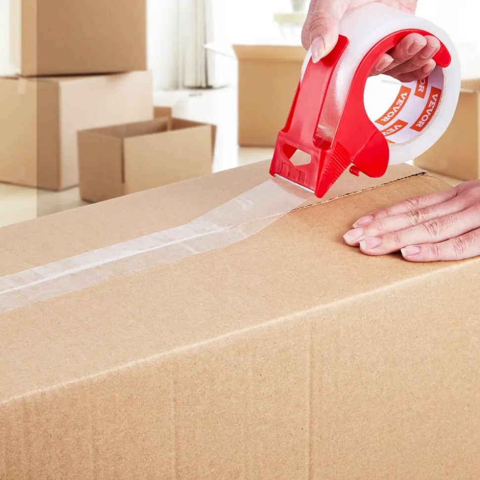 VEVOR Clear Packing Tape, 3 inches Core, 6 Rolls 1.88 Inches x 65 Yards Packing Tape with Dispenser, 2.7 Mil Heavy Duty Packaging Tape Designed for Moving, Storage and Packing, Shipping and Mailing