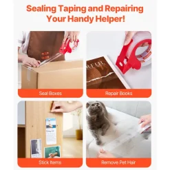 VEVOR Clear Packing Tape, 3 inches Core, 6 Rolls 1.88 Inches x 65 Yards Packing Tape with Dispenser, 2.7 Mil Heavy Duty Packaging Tape Designed for Moving, Storage and Packing, Shipping and Mailing
