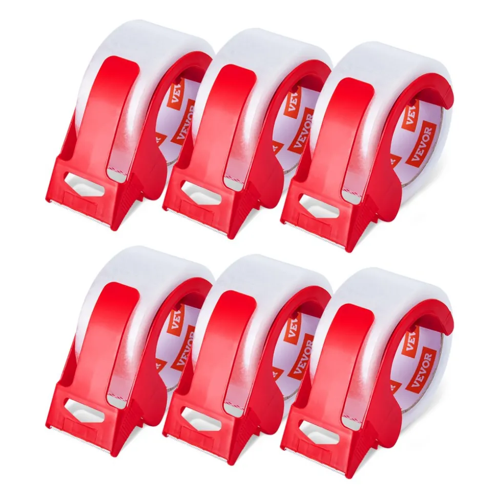 VEVOR Clear Packing Tape, 3 inches Core, 6 Rolls 1.88 Inches x 65 Yards Packing Tape with Dispenser, 2.7 Mil Heavy Duty Packaging Tape Designed for Moving, Storage and Packing, Shipping and Mailing