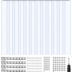 VEVOR Clear PVC Strip Curtain, 50 ft Length x 8 in Width, Plastic Door Strip Bulk Roll, Walk in Freezer Cooler Curtain Strips for Doorways of Supermarket, Garage, Warehouse, Barn, Pet Animal House