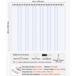 VEVOR Clear PVC Strip Curtain, 80 in Height x 36 in Width x 0.08 in Thickness, 6 PCS Walk in Freezer Cooler Curtain Strips, Smooth Waterproof Plastic Door Strips for Warehouse, Freezer, Garage Doors