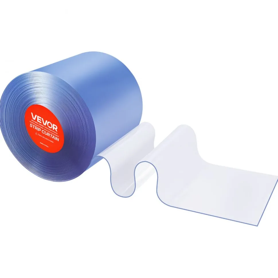 VEVOR Clear PVC Strip Curtain, 101 ft Length x 12 in Width, Thermal Insulating Plastic Door Strip Bulk Roll, Walk in Freezer Cooler Curtain Strips for Doorways of Supermarket, Garage, Warehouse