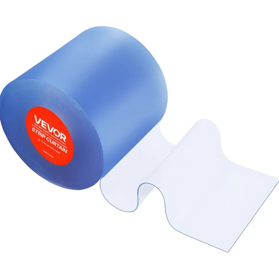 VEVOR Clear PVC Strip Curtain, 101 ft Length x 12 in Width, Thermal Insulating Plastic Door Strip Bulk Roll, Walk in Freezer Cooler Curtain Strips for Doorways of Supermarket, Garage, Warehouse