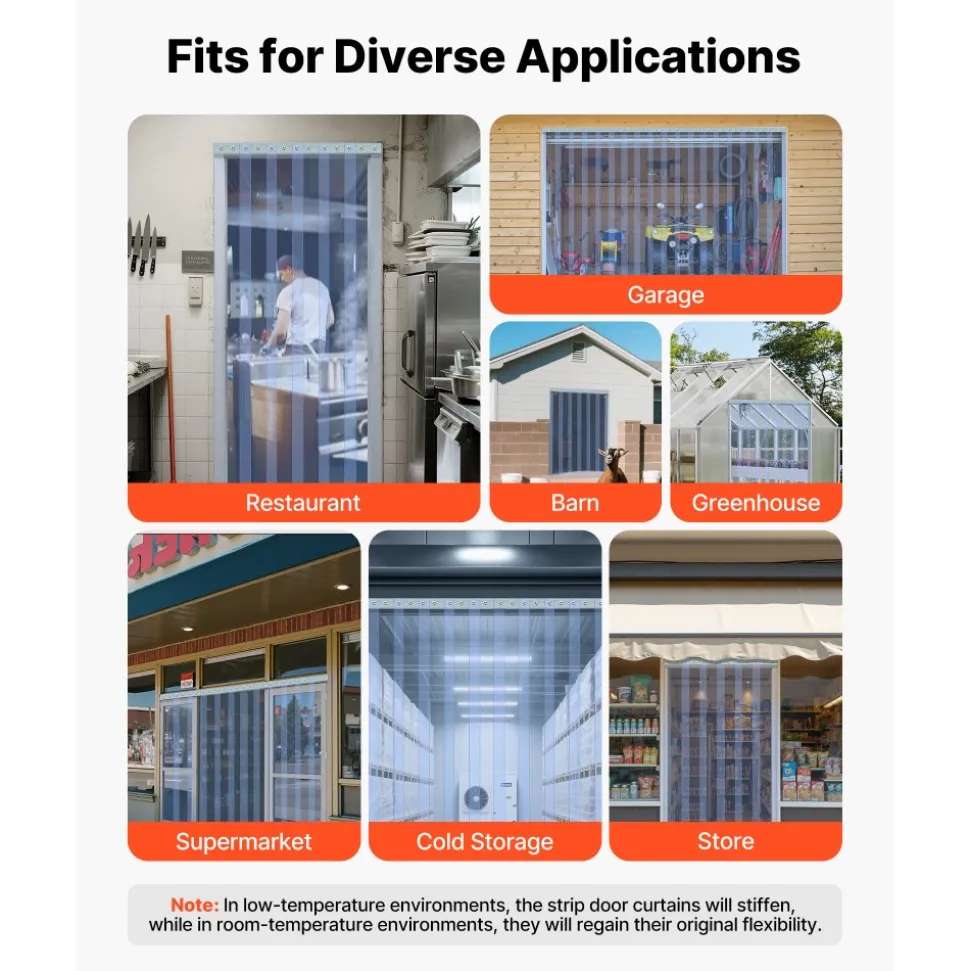VEVOR Clear PVC Strip Curtain, 101 ft Length x 12 in Width, Thermal Insulating Plastic Door Strip Bulk Roll, Walk in Freezer Cooler Curtain Strips for Doorways of Supermarket, Garage, Warehouse