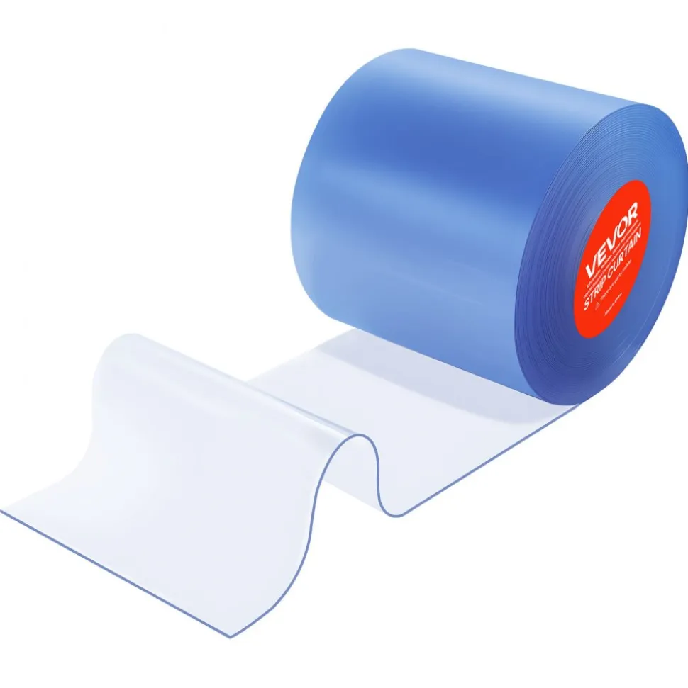 VEVOR Clear PVC Strip Curtain, 101 ft Length x 12 in Width, Plastic Door Strip Bulk Roll, Walk in Freezer Cooler Curtain Strips for Doorways of Supermarket, Garage, Warehouse, Barn, Pet Animal House