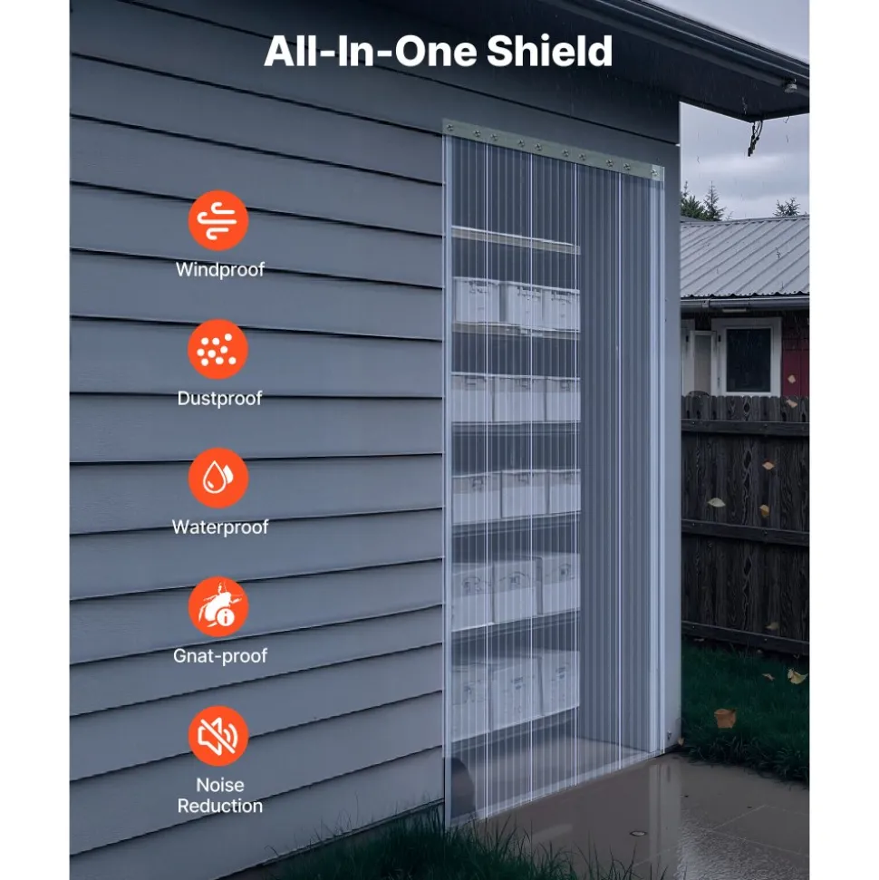 VEVOR Clear PVC Strip Curtain, 84 in Height x 60 in Width x 0.08 in Thickness, 10 PCS Walk in Freezer Cooler Curtain Strips, Smooth Waterproof Plastic Door Strips for Warehouse, Freezer, Garage Doors