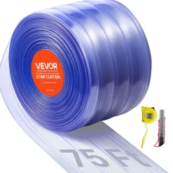VEVOR Clear PVC Strip Curtain, 84 in Height x 60 in Width x 0.08 in Thickness, 10 PCS Walk in Freezer Cooler Curtain Strips, Smooth Waterproof Plastic Door Strips for Warehouse, Freezer, Garage Doors