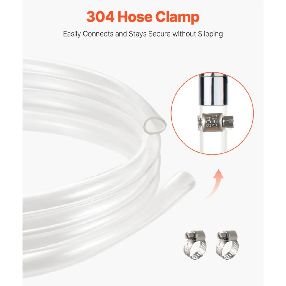 VEVOR Clear Vinyl Tubing, 1/2" ID x 5/8" OD, 10FT Plastic PVC Tubing, Flexible and Cuttable Clear Hose, 1/16 in Wall Thickness, High-strength PVC Material for Aquarium Irrigation Swimming Pool Lab