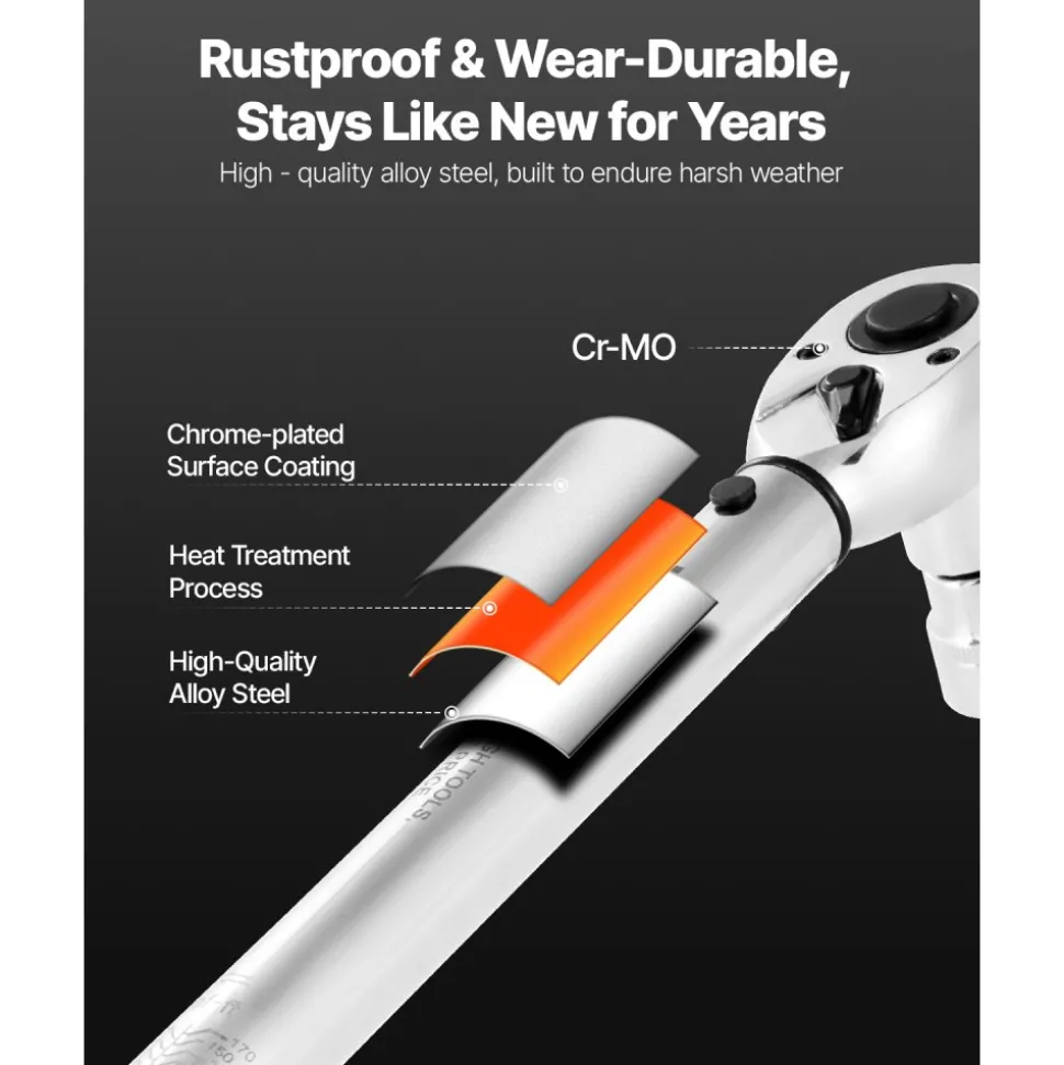 VEVOR Click Torque Wrench Set, 3 Pieces, 1/4, 3/8, 1/2 Inch Drive, 10-170 lbf-ft, 5-45 lbf-ft, 20-240 lbf-in, Dual-direction and Dual Range Scales, 72-Tooth, ±3% High Precision, for Bicycle Repair