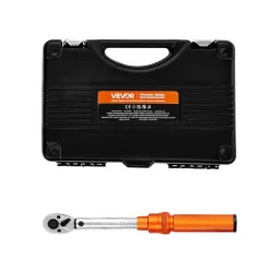 VEVOR Click Torque Wrench Set, 1/4Inch Drive, 20-240 lbf-in / 2.3-27.1N.m, Dual-direction and Dual Range Scales, 72-Tooth, ±3% High Precision, with Bits, Sockets, Adapters, Extension Bar, Orange