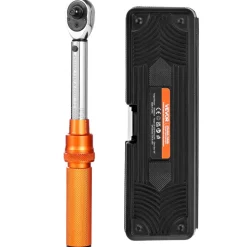 VEVOR Click Torque Wrench Set, 1/4Inch Drive, 20-200lbf-in/2.3-22.6N.m, Dual-direction and Dual Range Scales, 72-Tooth, ±3% High Precision, with Bit Sockets, Extension Bar, for Bicycle Repair, Orange