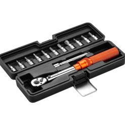 VEVOR Click Torque Wrench Set, 1/4Inch Drive, 20-200lbf-in/2.3-22.6N.m, Dual-direction and Dual Range Scales, 72-Tooth, ±3% High Precision, with Bit Sockets, Extension Bar, for Bicycle Repair, Orange