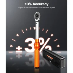 VEVOR Click Torque Wrench Set, 1/4Inch Drive, 20-200lbf-in/2.3-22.6N.m, Dual-direction and Dual Range Scales, 72-Tooth, ±3% High Precision, with Bit Sockets, Extension Bar, for Bicycle Repair, Orange
