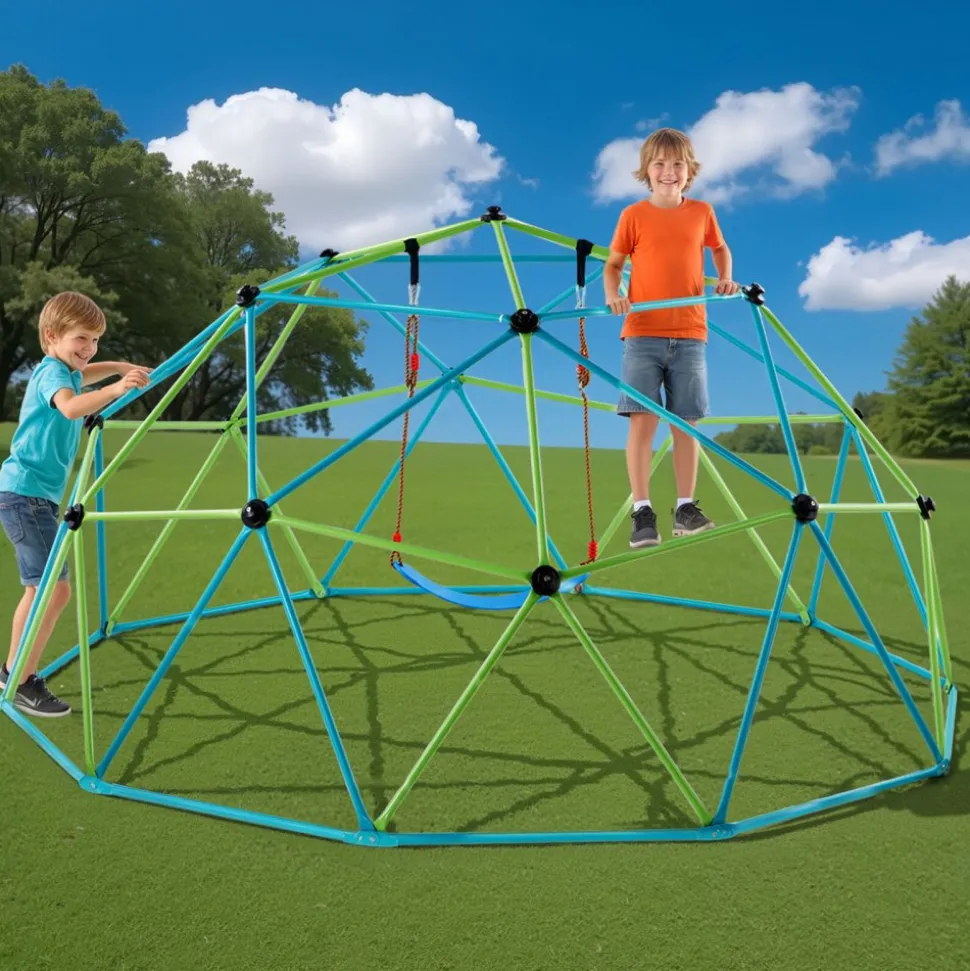 VEVOR Climbing Dome, 10FT Geometric Dome Climber with Swing & Hammock, 1000LBS Loading Kid's Jungle Gym Playground, Easy-Assembly Outdoor Backyard Climbing Equipment for Boys Girls 3 to 10 Years Old