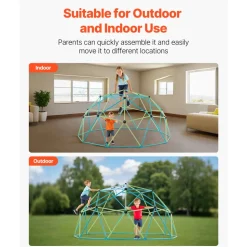 VEVOR Climbing Dome, 10FT Geometric Dome Climber for Kids, 1000LBS Loading Jungle Gym Playground with Octopus Net & 2 Basketballs, Easy-Assembly Outdoor Backyard Climbing Toys - Gift for Boys Girls