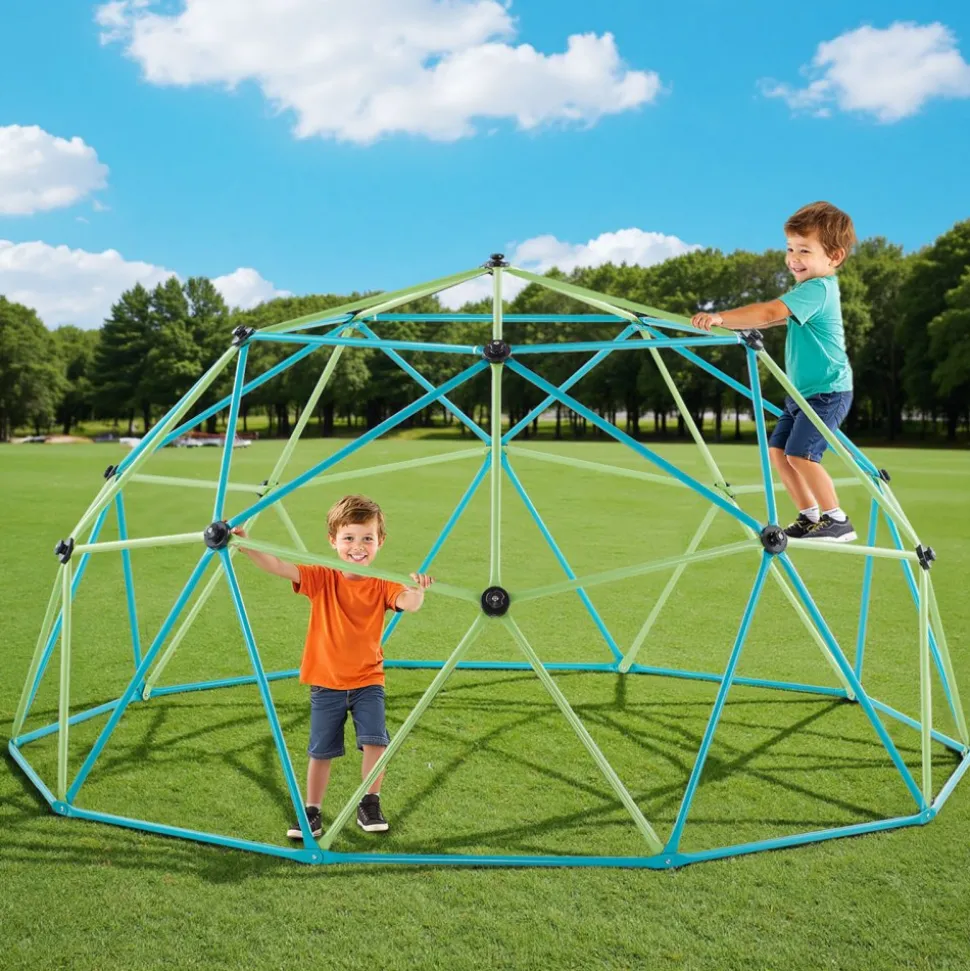 VEVOR Climbing Dome, 10FT Geometric Dome Climber for Kids, 1000LBS Loading Jungle Gym Playground with Octopus Net & 2 Basketballs, Easy-Assembly Outdoor Backyard Climbing Toys - Gift for Boys Girls